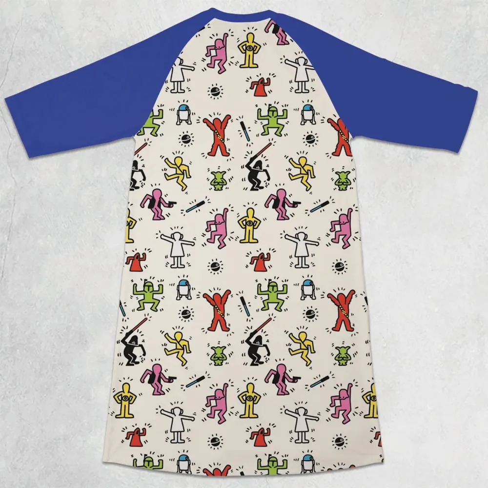 Pop Wars Star Wars Pop Art Pattern 3/4 Sleeve Raglan Dress - 2
