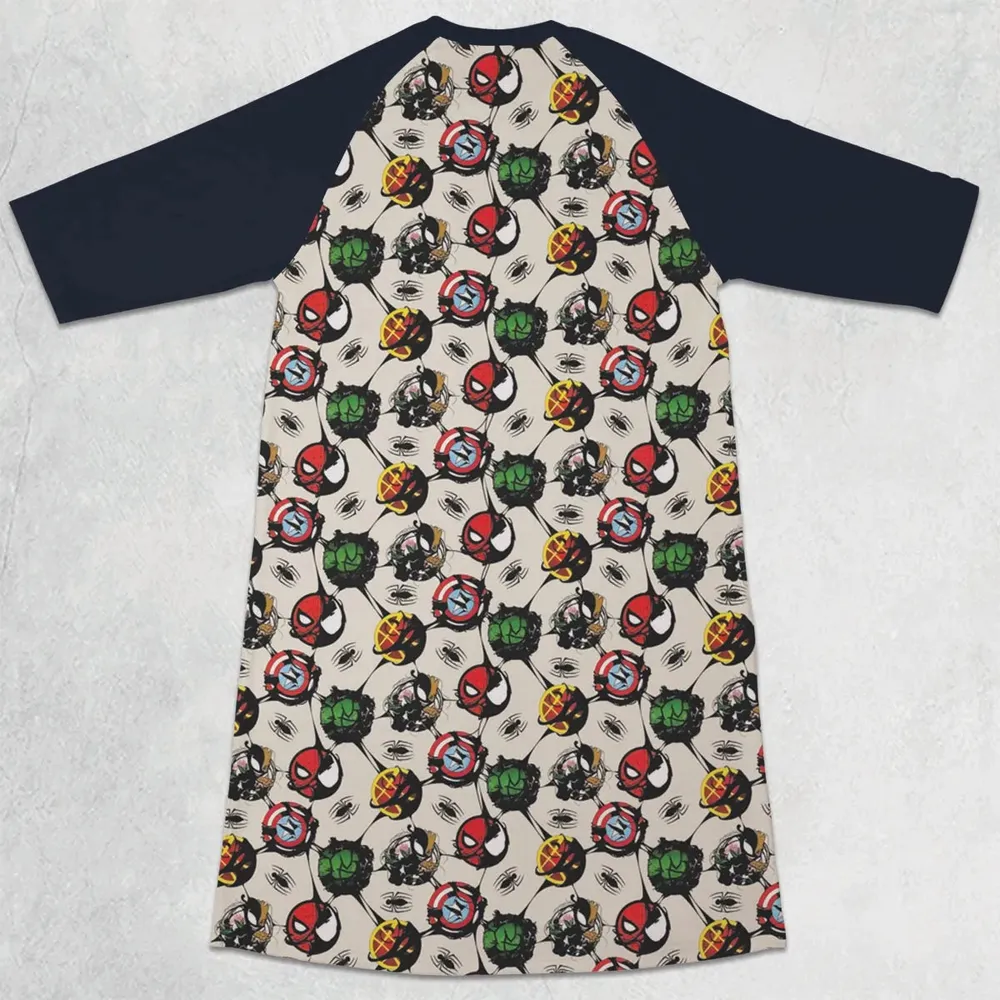 Teenage Mutant Ninja Turtles Pattern 3/4 Sleeve Raglan Dress - 2