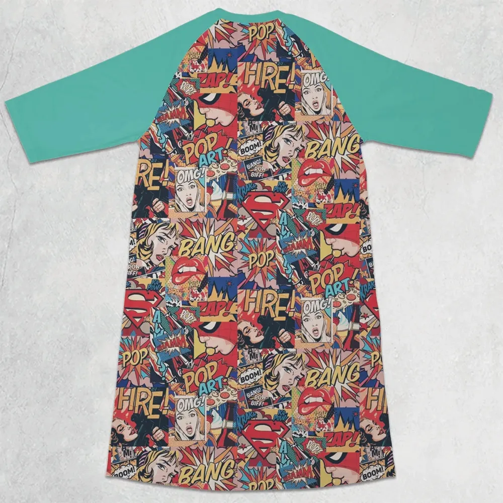 Pop Art 3/4 Sleeve Raglan Dress - 2