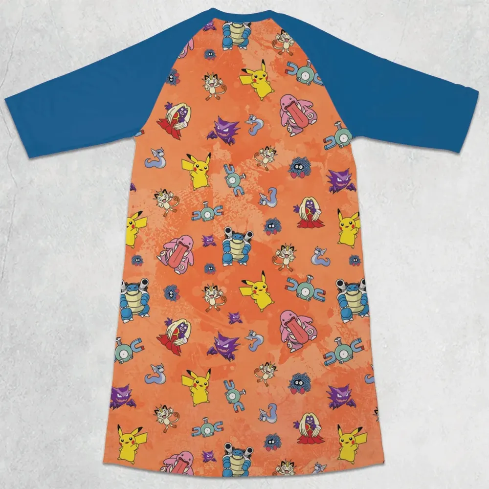 Pokemon Character Scatter 3/4 Sleeve Raglan Dress - 2