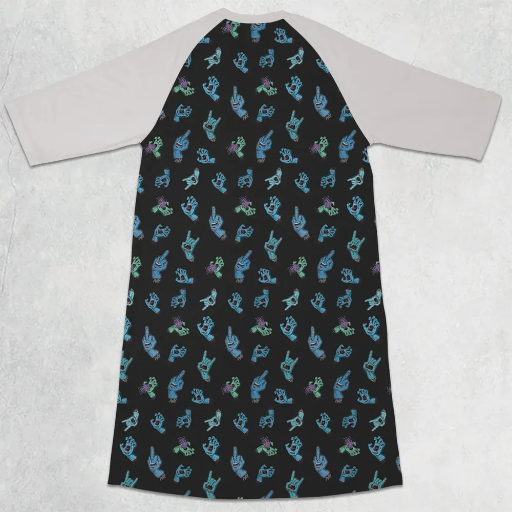 Santa Cruz Screaming Hand 3/4 Sleeve Raglan Dress - 2