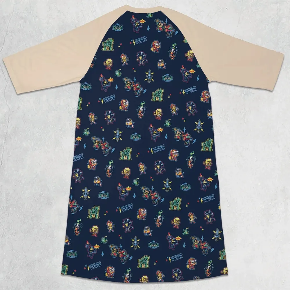 Masters Of The Universe Funny Pattern 3/4 Sleeve Raglan Dress - 2