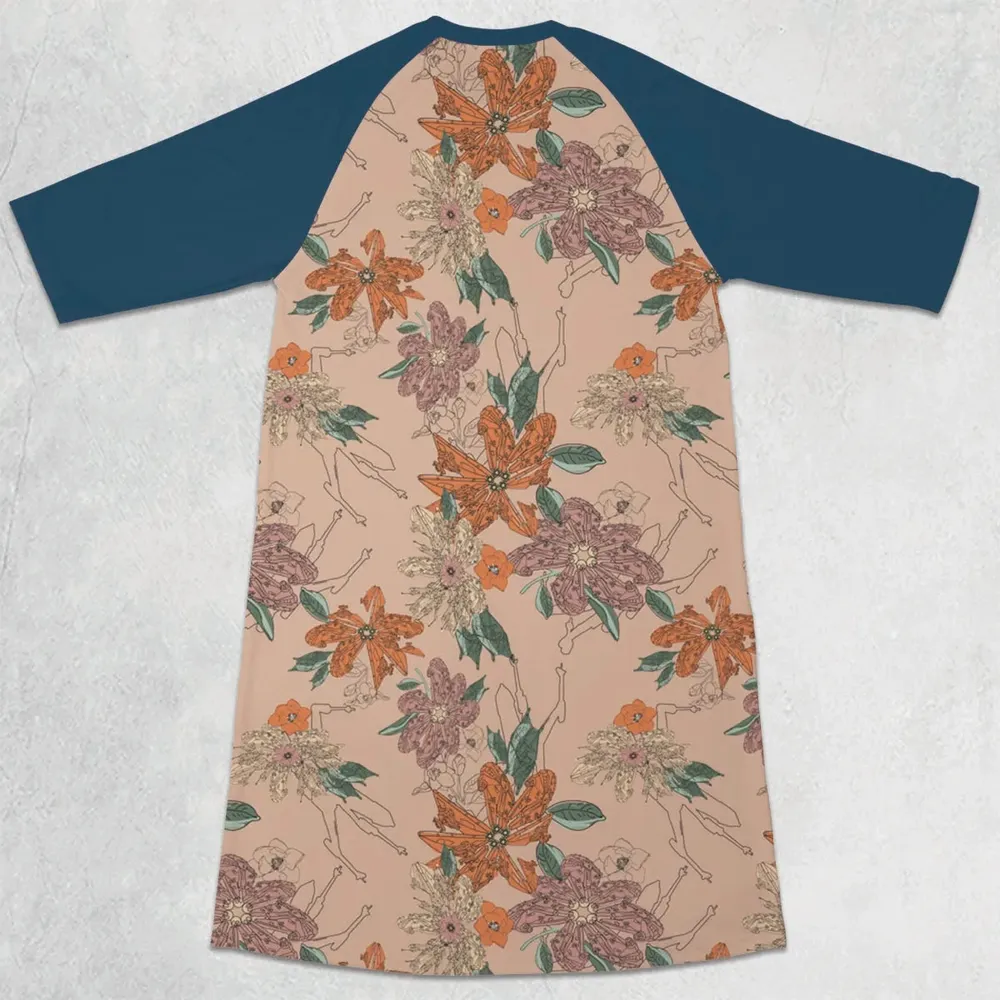 Star Wars Ships Floral Pattern 3/4 Sleeve Raglan Dress - 2