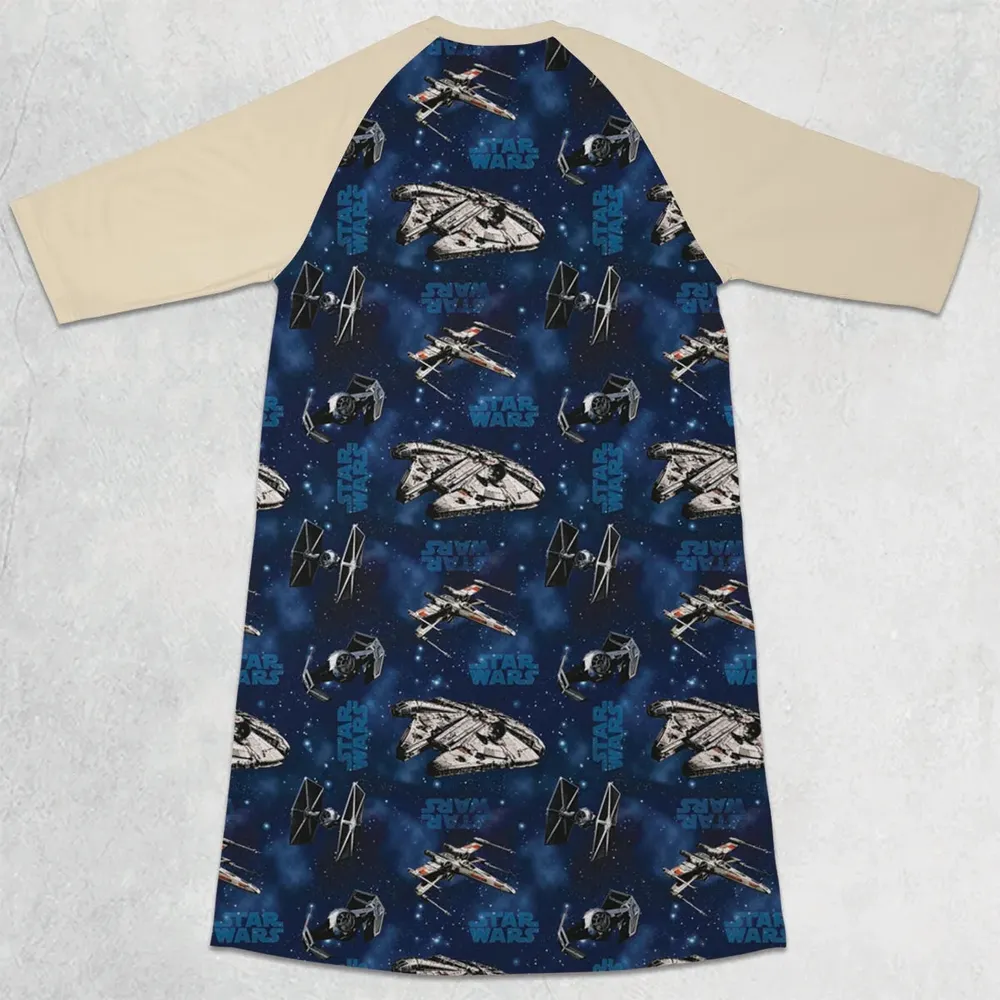 Star Wars Ships Pattern 3/4 Sleeve Raglan Dress - 2