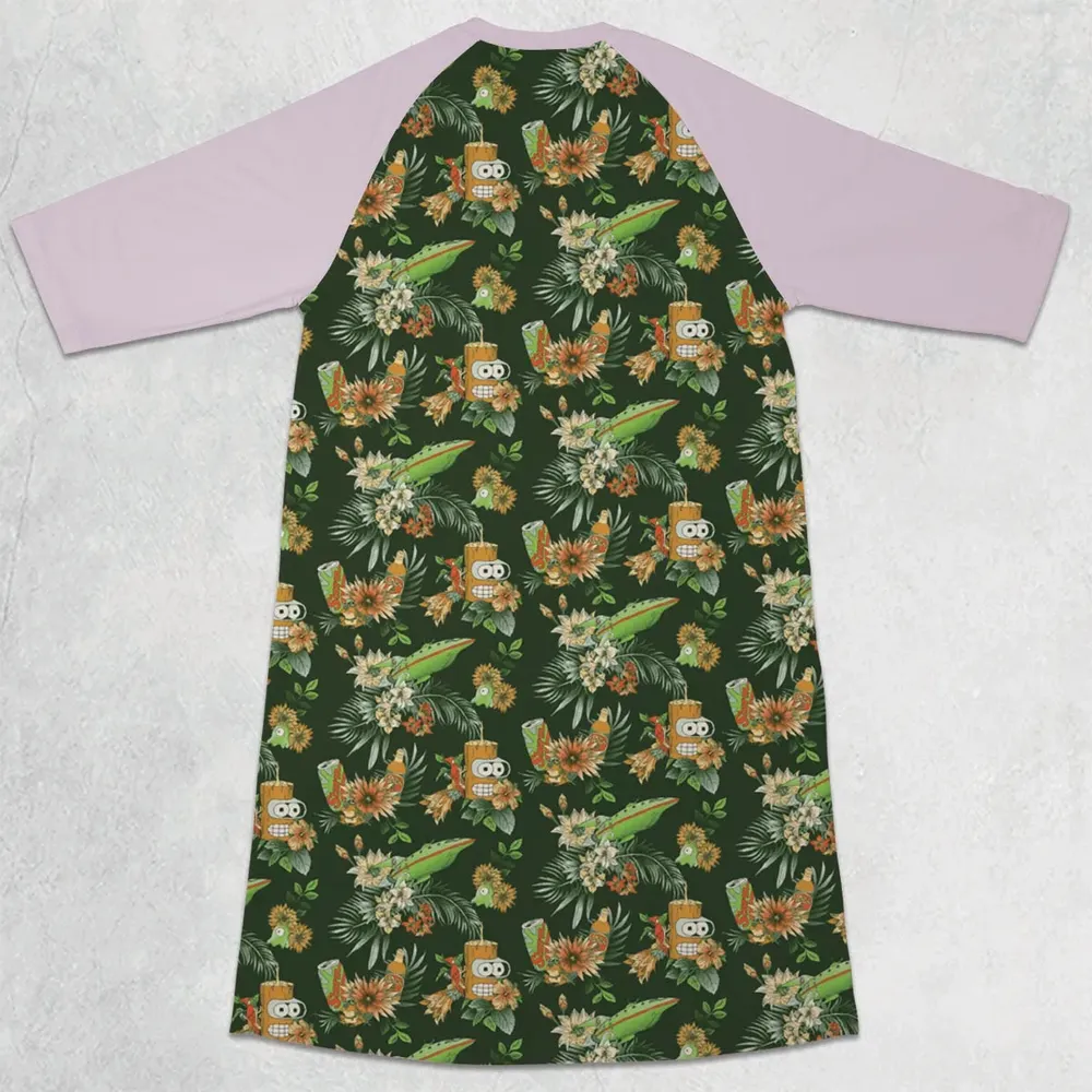 The Year 3000 Bender Futurama 3/4 Sleeve Raglan Dress - 2
