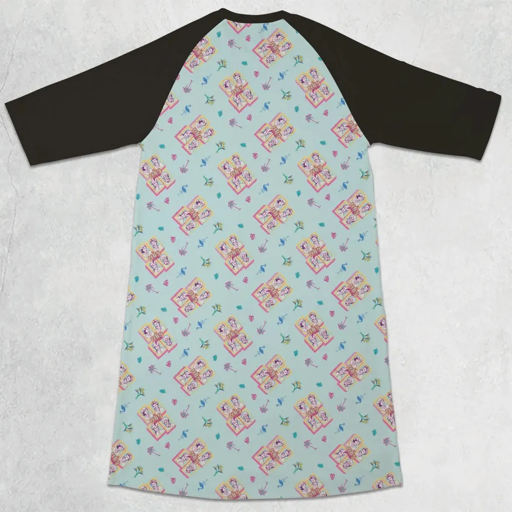 Golden Girls Patterned 3/4 Sleeve Raglan Dress - 2