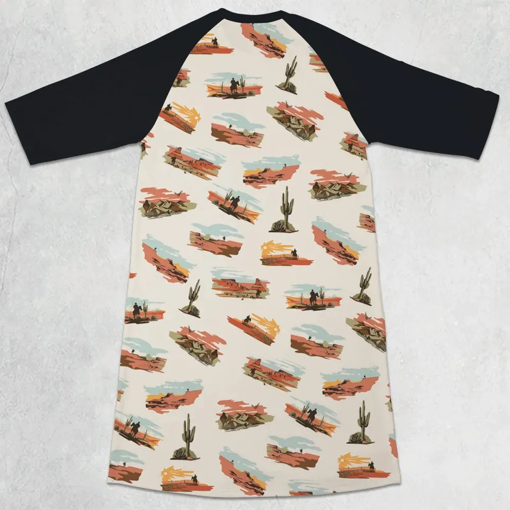 Wild West John Wayne 3/4 Sleeve Raglan Dress - 2