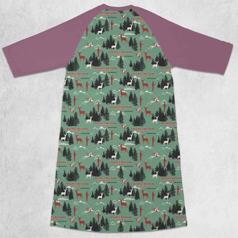 I Regret Nothing Park And Recreation 3/4 Sleeve Raglan Dress - 2