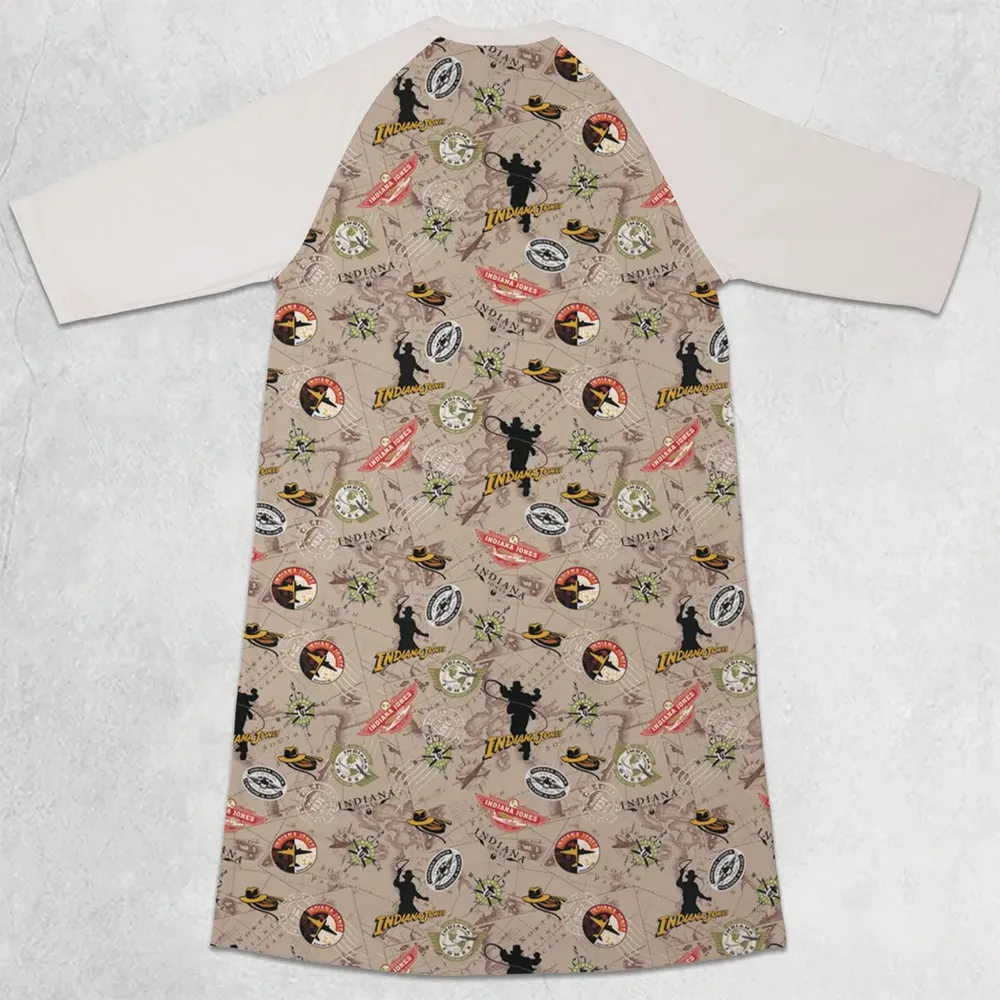 Indiana Jones Patterns 3/4 Sleeve Raglan Dress - 2