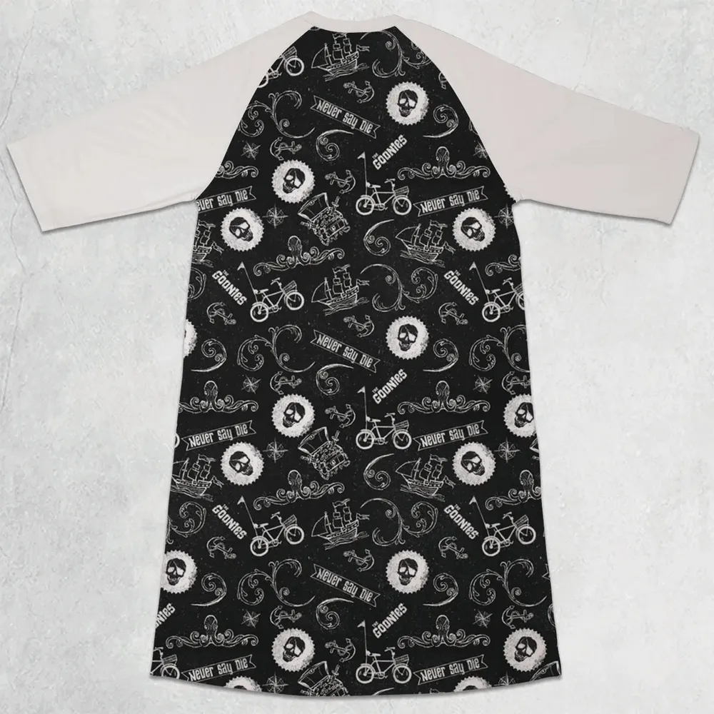 Never Say Die The Goonies Pattern 3/4 Sleeve Raglan Dress - 2