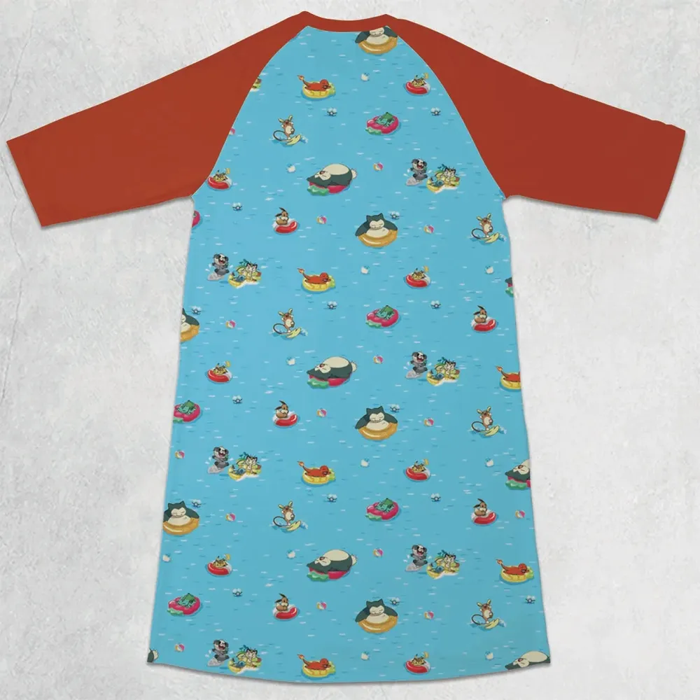 Pokemon Sunny Days Sea Swim 3/4 Sleeve Raglan Dress - 2