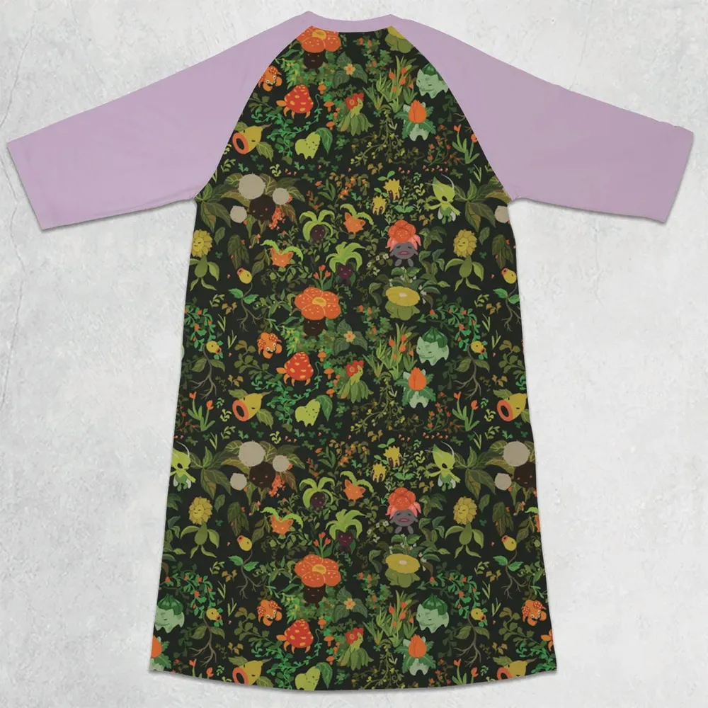 Grass Pokemon Patterns 3/4 Sleeve Raglan Dress - 2