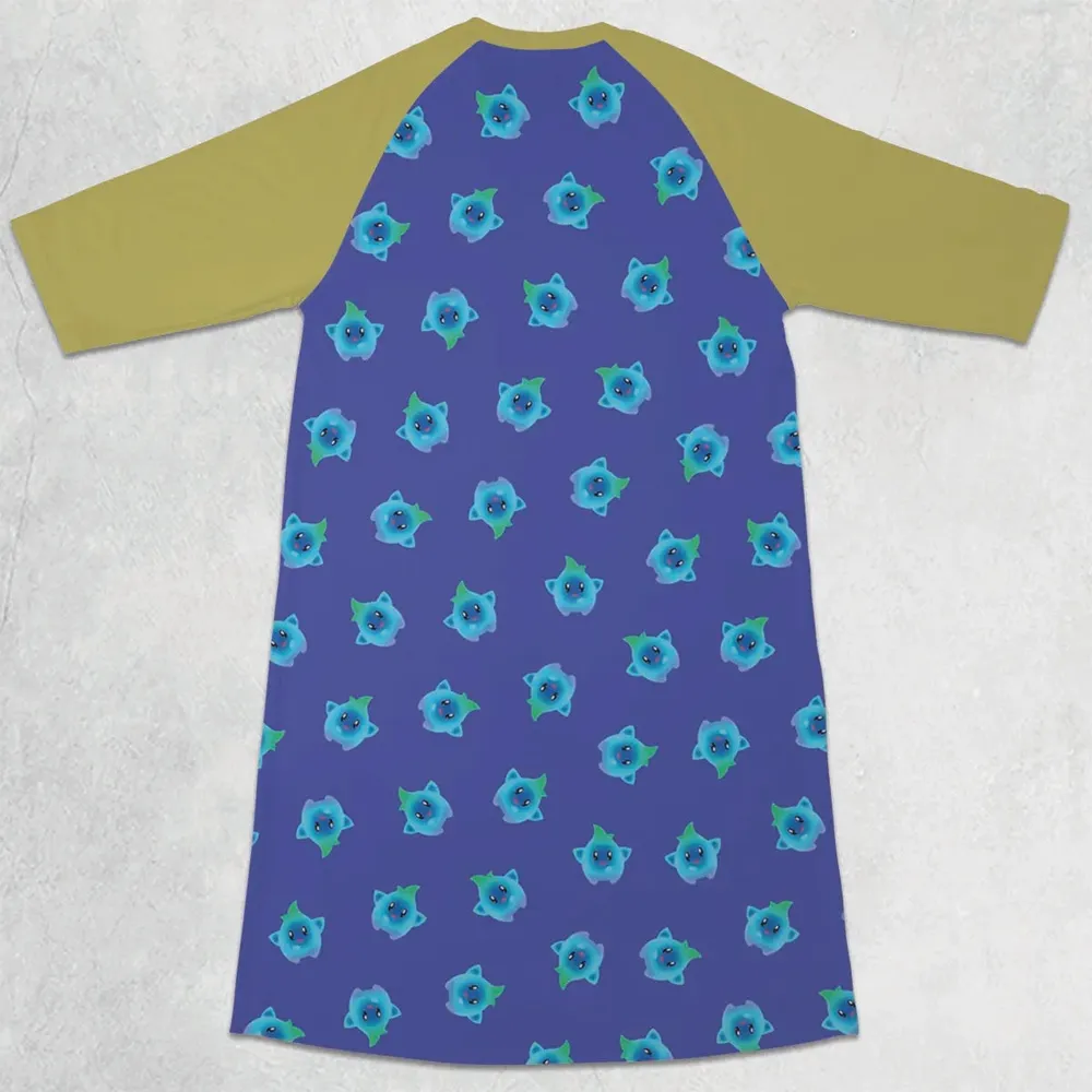 Lumalee Super Mario Movie Pattern 3/4 Sleeve Raglan Dress - 2