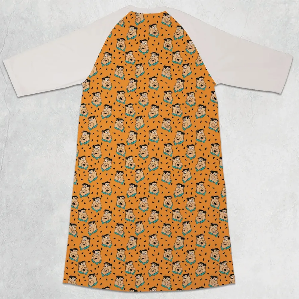 Fred Flintstone Expressions Pattern 3/4 Sleeve Raglan Dress - 2