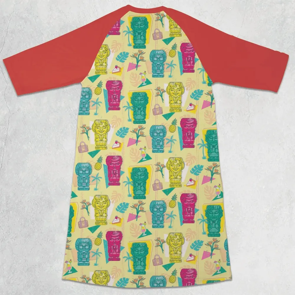 Golden Girls Tiki Shack Aloha 3/4 Sleeve Raglan Dress - 2