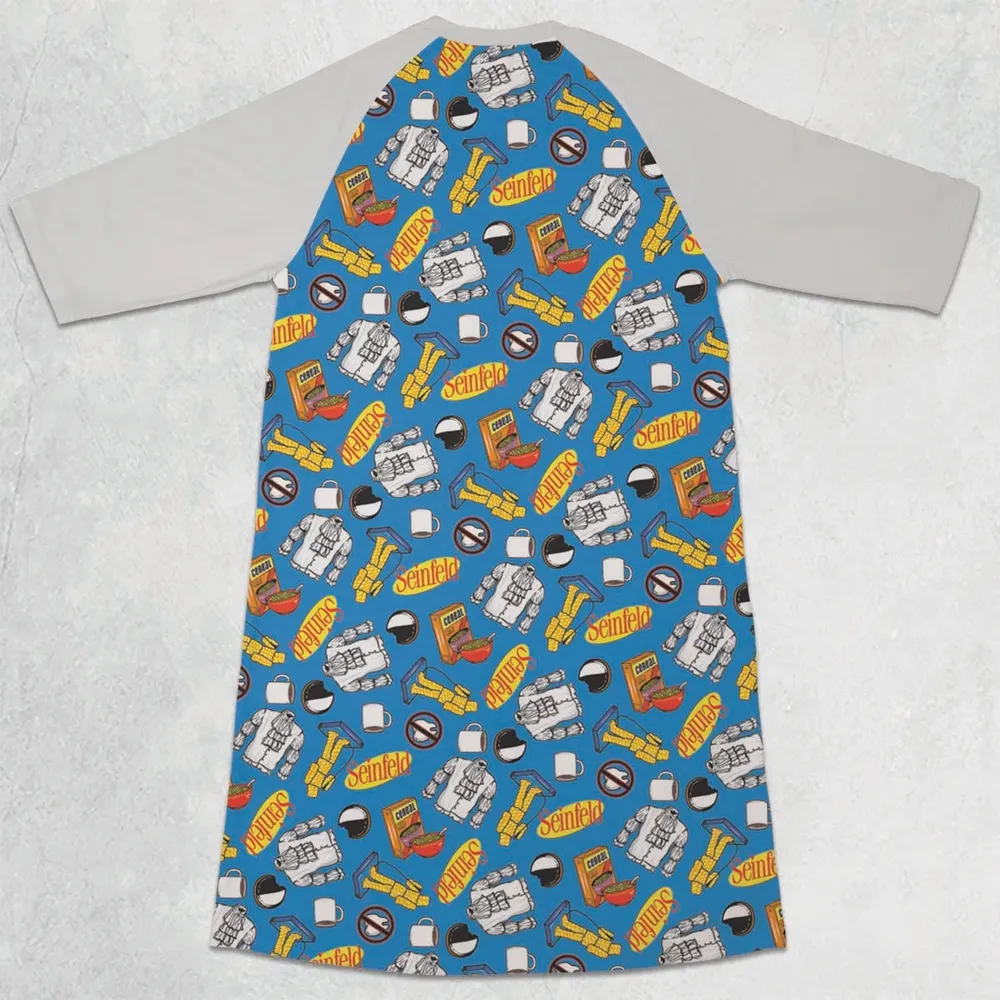 Jerry Seinfeld Comedian Pattern 3/4 Sleeve Raglan Dress - 2