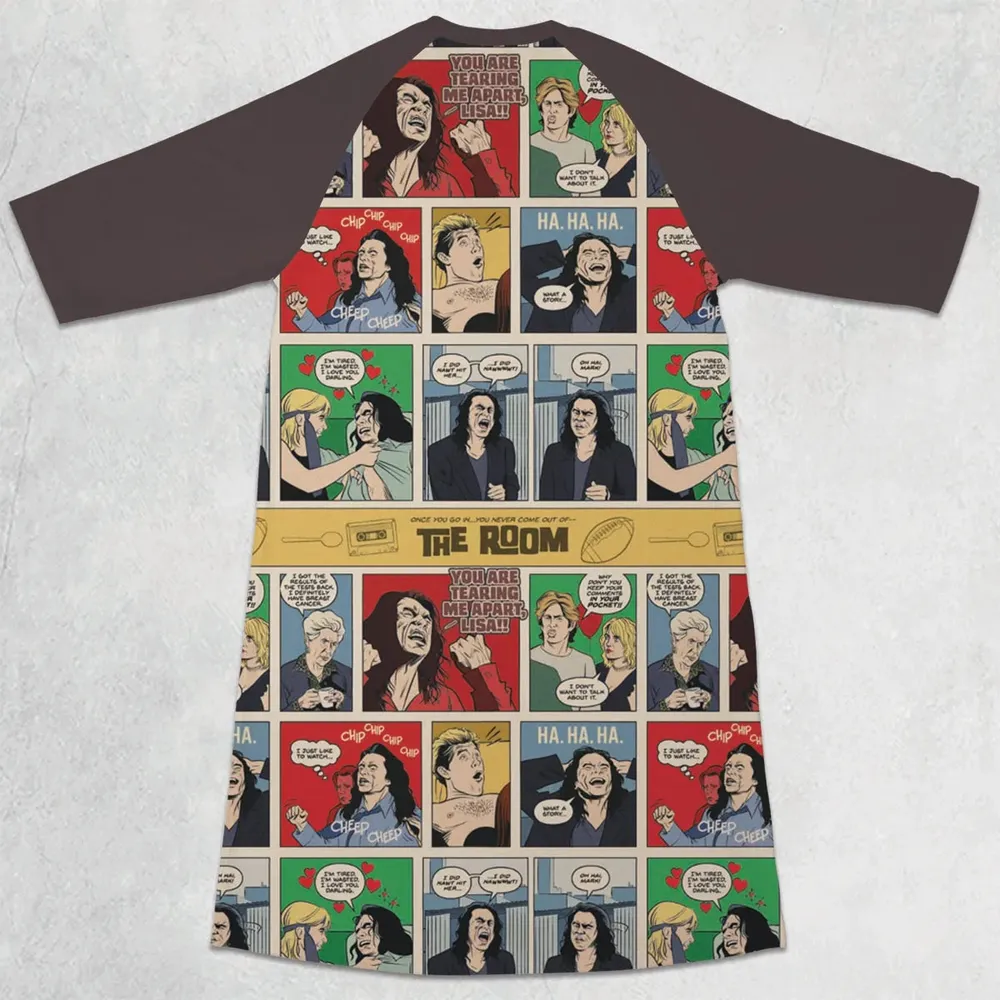 The Room Comic Style 3/4 Sleeve Raglan Dress - 2