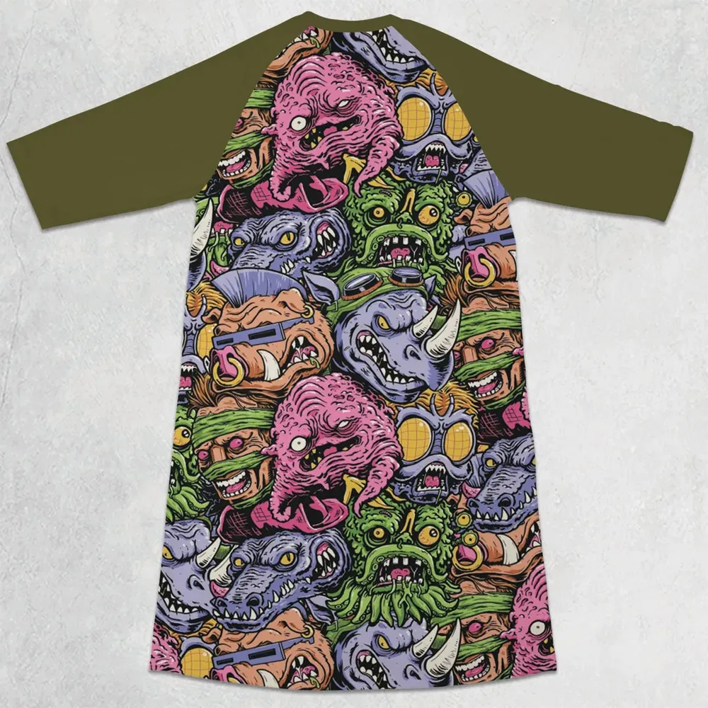 Nostalgic Villains Teenage Mutant Ninja Turtles 3/4 Sleeve Raglan Dress - 2