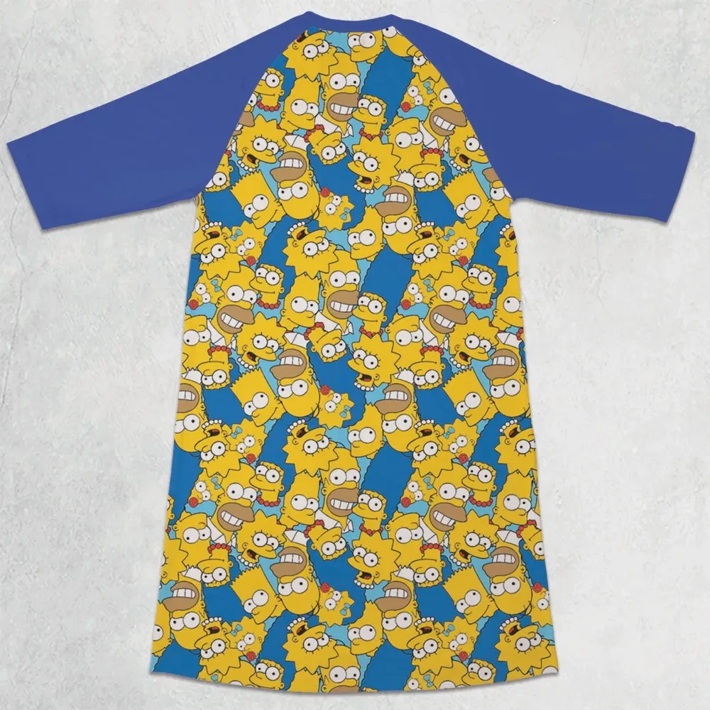 Head Toss The Simpson Characters 3/4 Sleeve Raglan Dress - 2