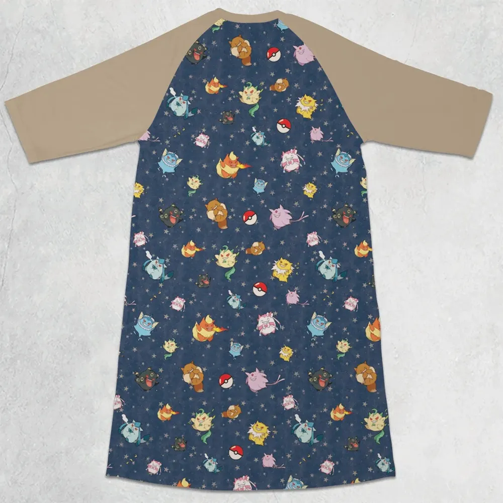 Gengar as Eevee The Eeveelutions Pokemon 3/4 Sleeve Raglan Dress - 2