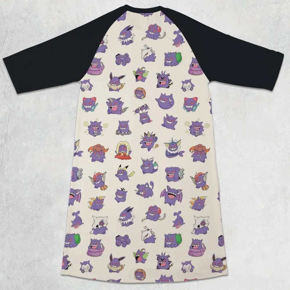 Gengar Cosplay Pokemon 3/4 Sleeve Raglan Dress - 2