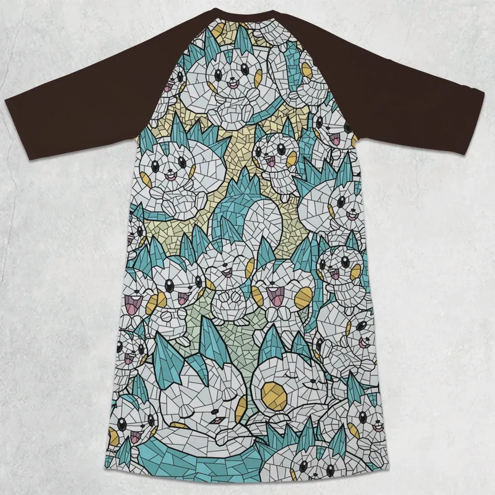 Pachirisu Stained Glass Pokemon 3/4 Sleeve Raglan Dress - 2