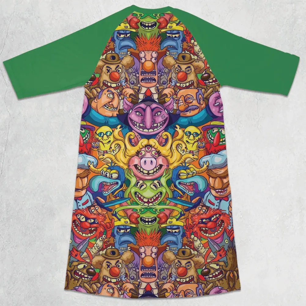 Monster Muppets The Muppets Characters 3/4 Sleeve Raglan Dress - 2