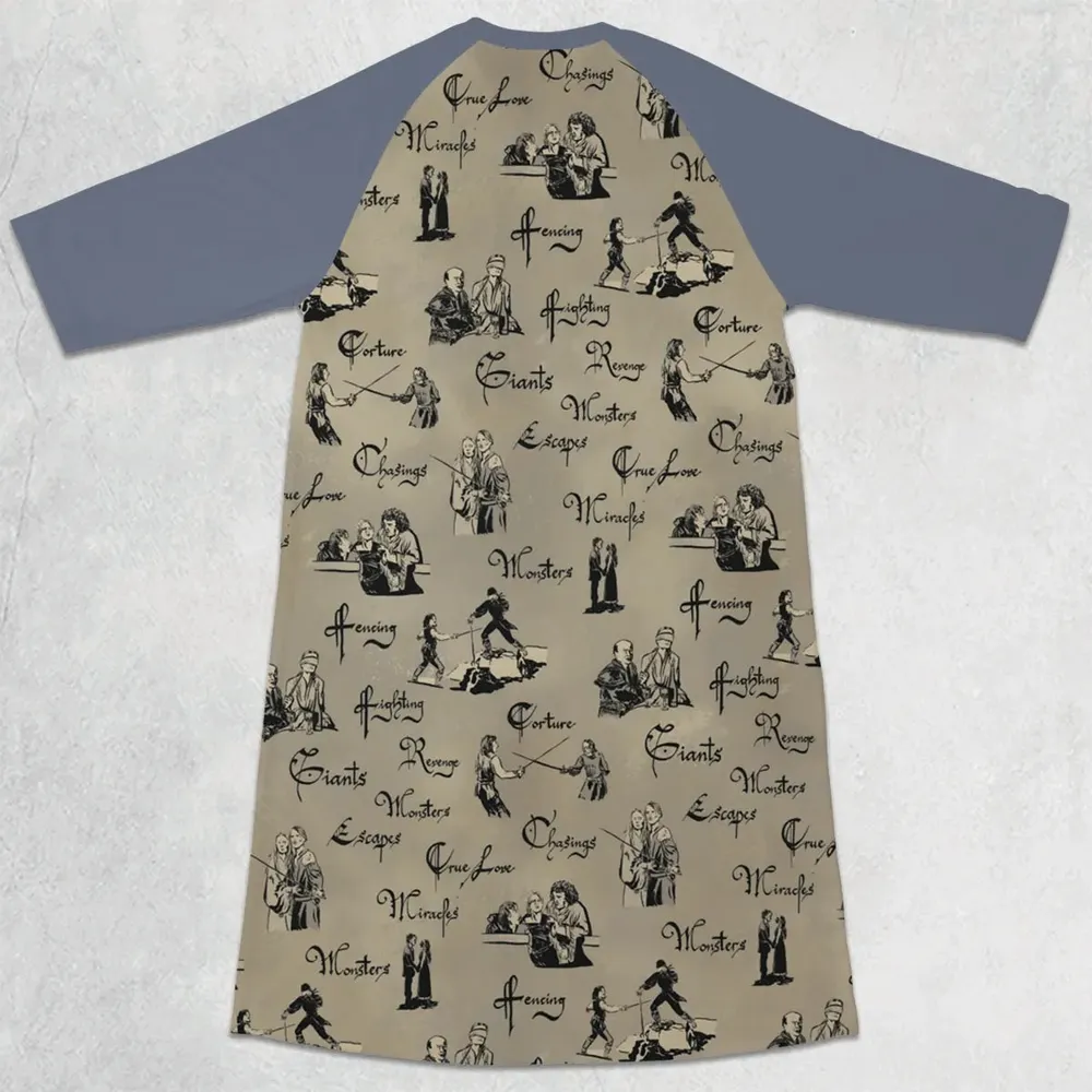 Hencing Fighting The Princess Bride 3/4 Sleeve Raglan Dress - 2