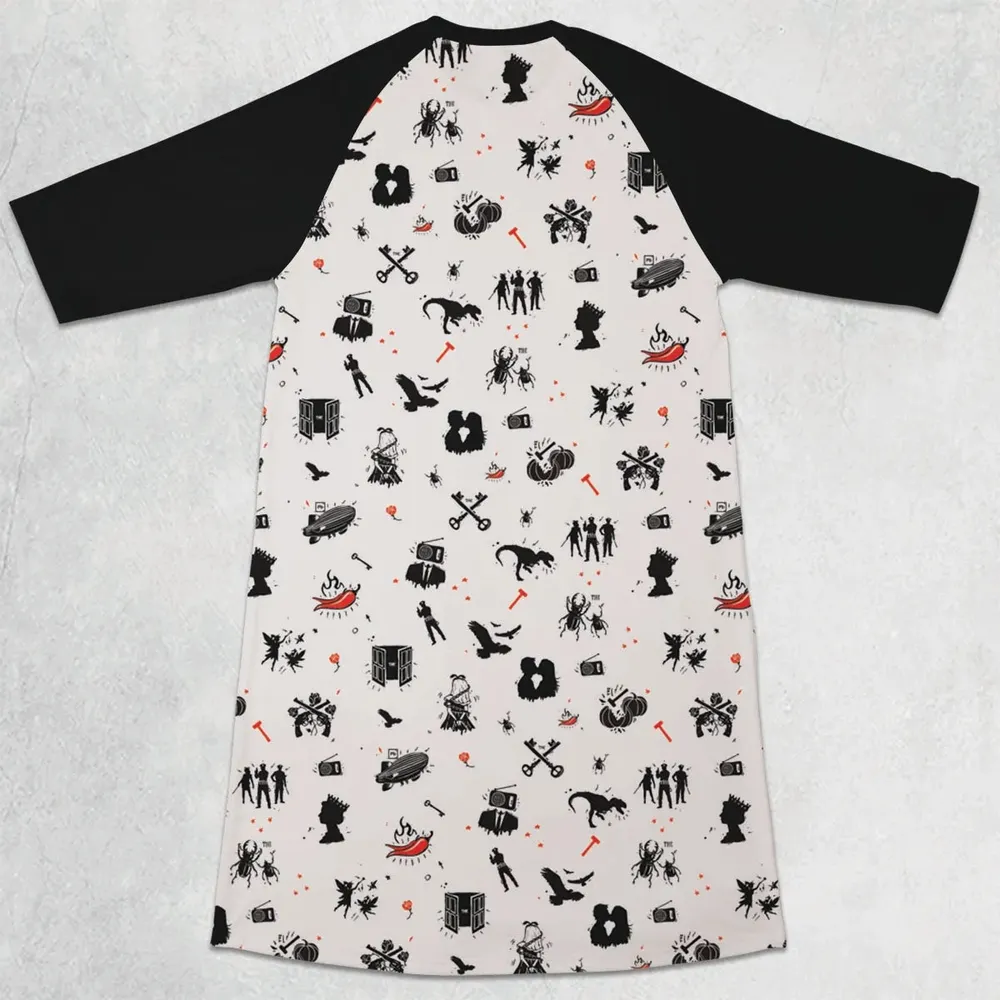 Legandary Bands Mashup 3/4 Sleeve Raglan Dress - 2