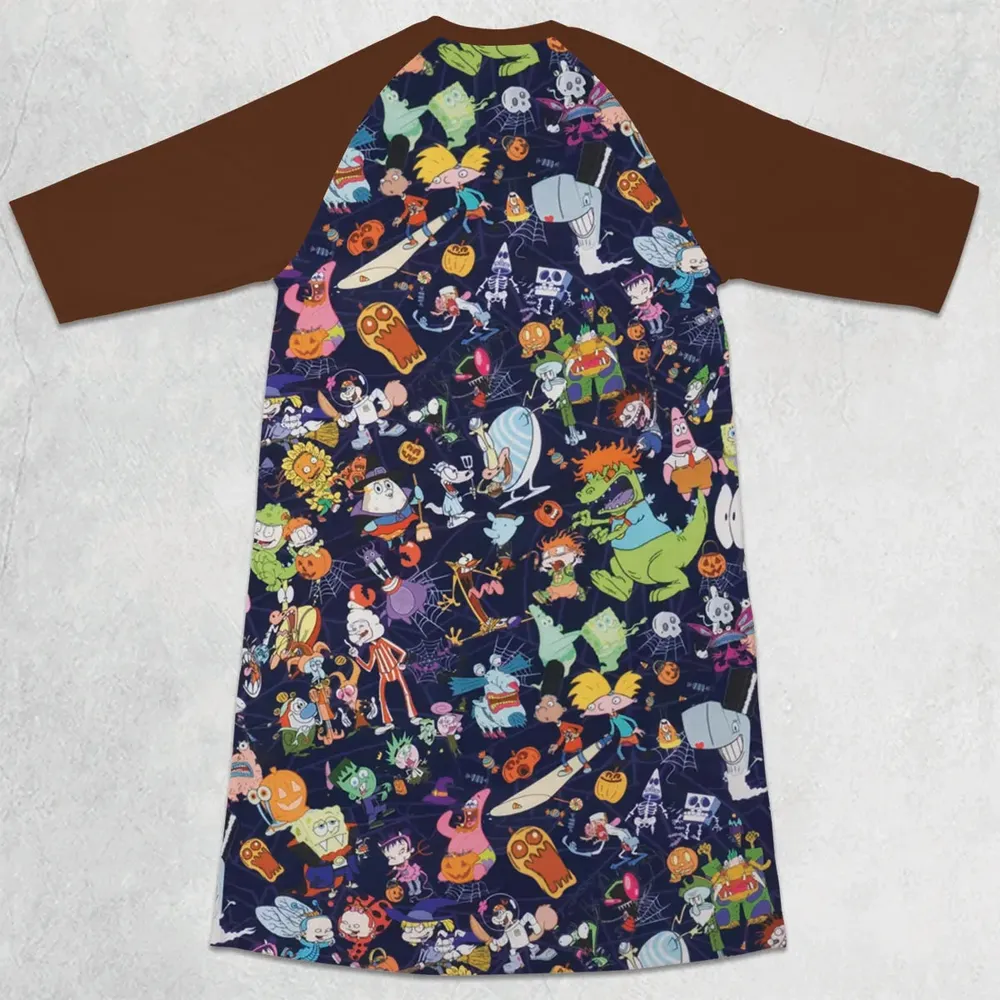 Nickelodeon Halloween Party 3/4 Sleeve Raglan Dress - 2