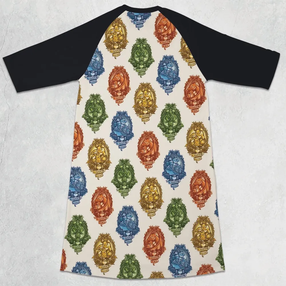 Water Grass Electric Fire I Choose Pattern 3/4 Sleeve Raglan Dress - 2