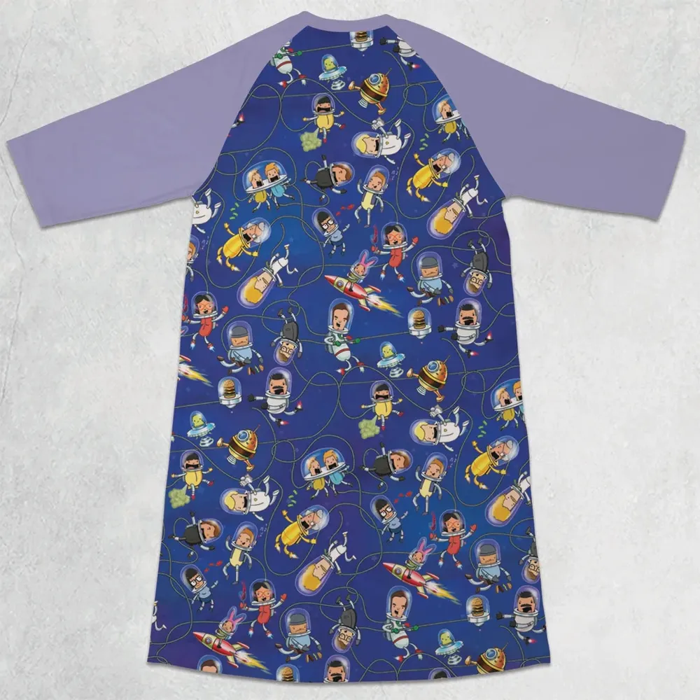 Outer Space Bob's Burgers 3/4 Sleeve Raglan Dress - 2