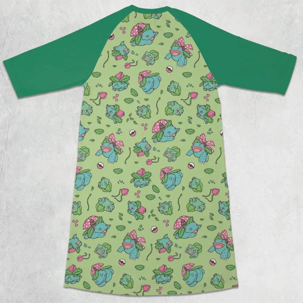 Venusaur Ivysaur and Bulbasaur Pokemon 3/4 Sleeve Raglan Dress - 2