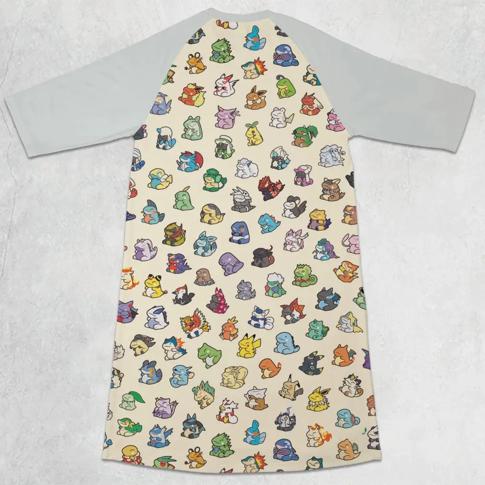 Pokemon In Substitute Style 3/4 Sleeve Raglan Dress - 2
