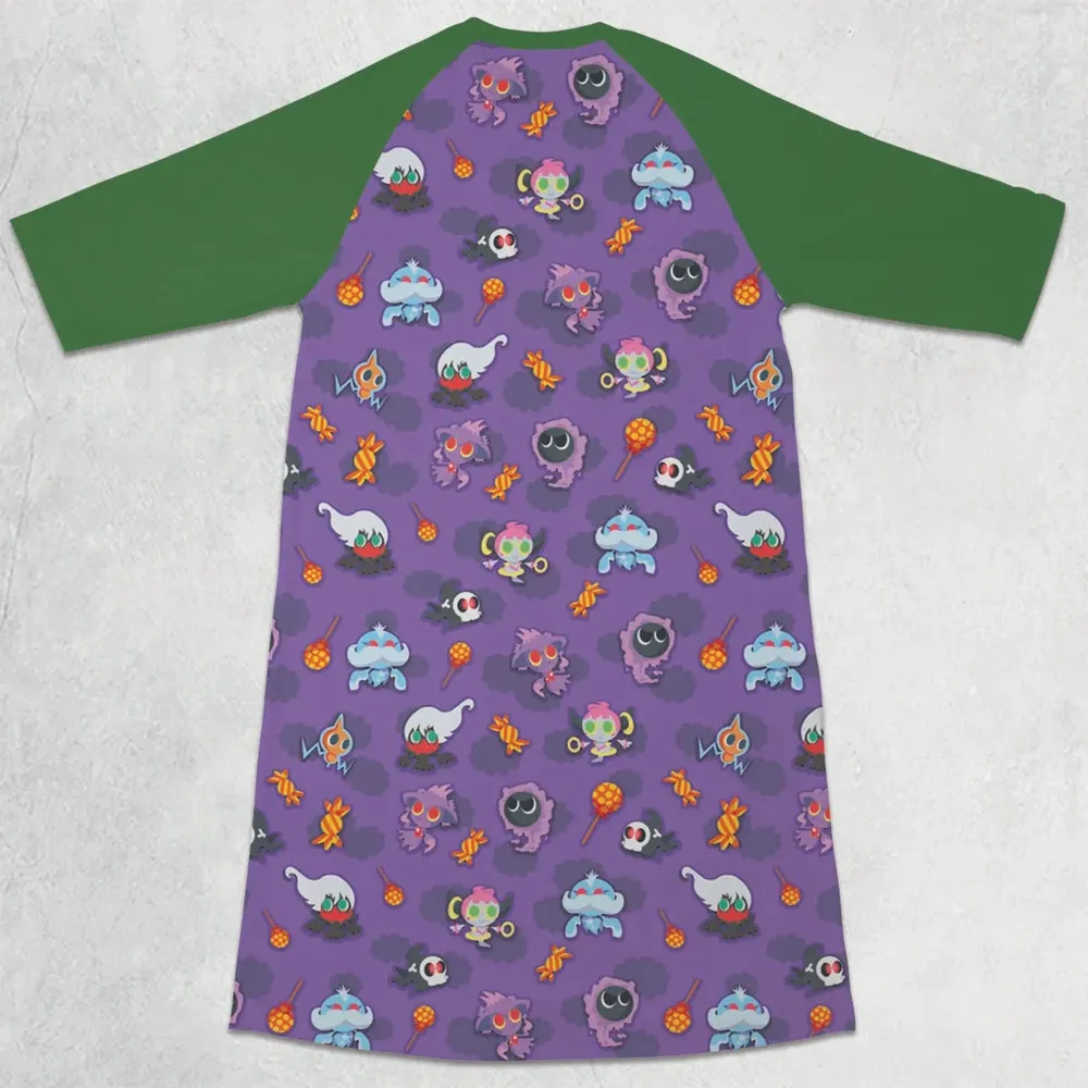 Team Purple Pokemon Pattern 3/4 Sleeve Raglan Dress - 2