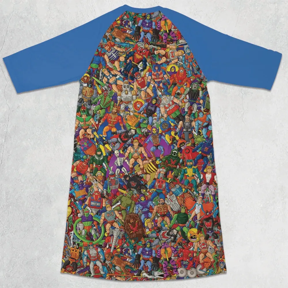MOTU's Characters Figure Pattern He-man and The Masters of The Universe 3/4 Sleeve Raglan Dress - 2