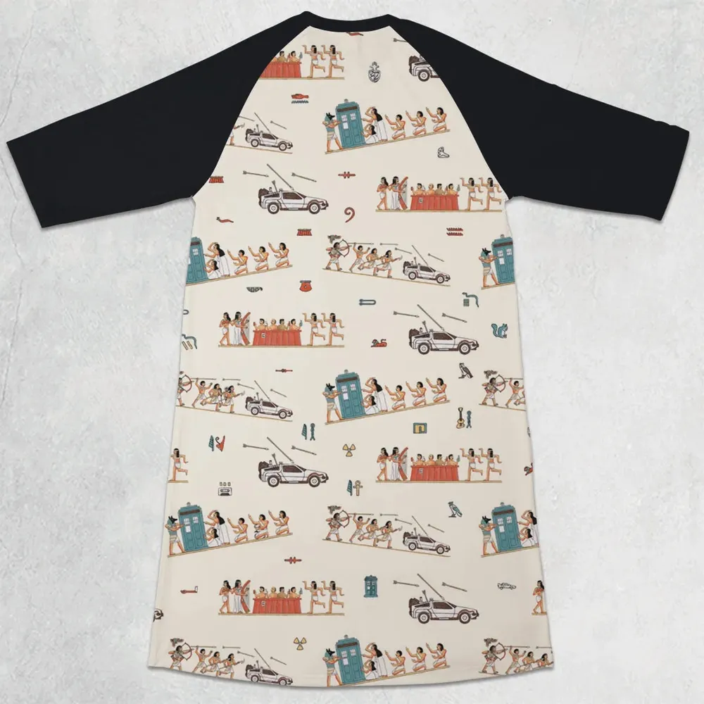 Lost In Egypt 3/4 Sleeve Raglan Dress - 2