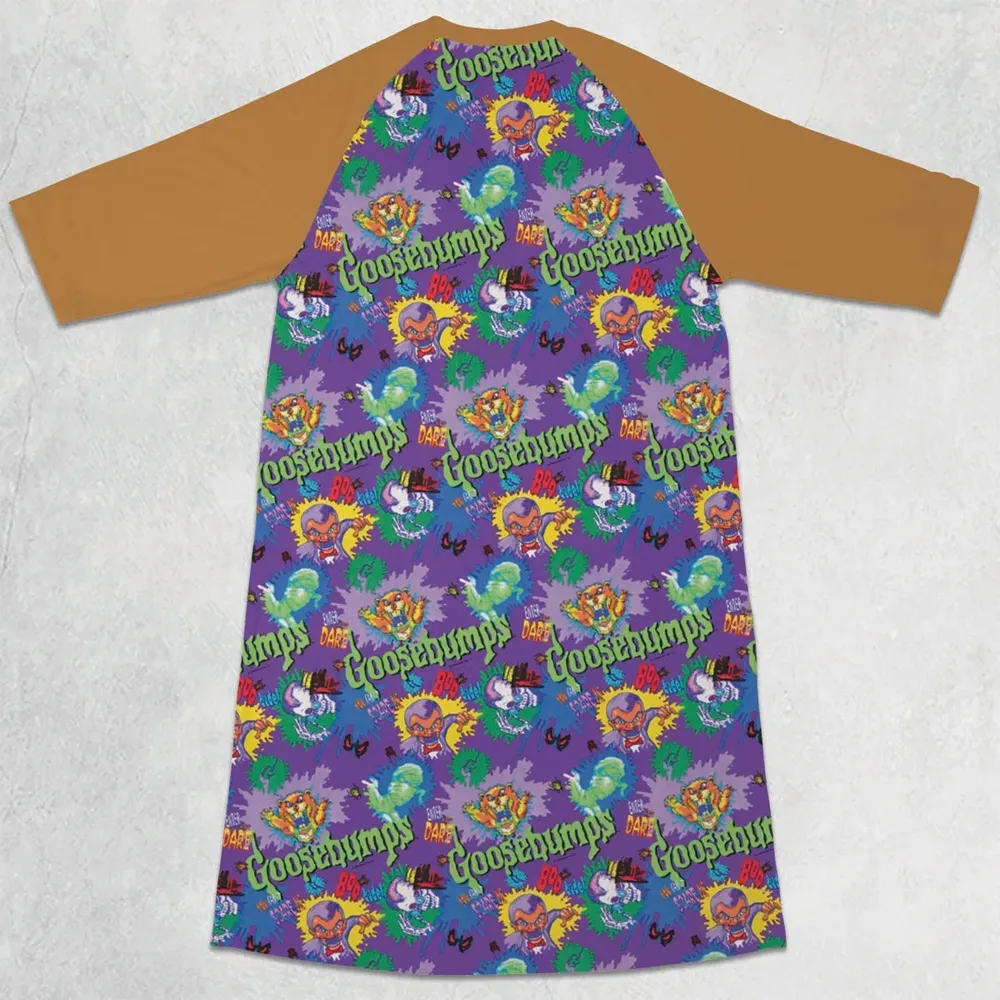 You Can't Scare Me Goosebumps 3/4 Sleeve Raglan Dress - 2