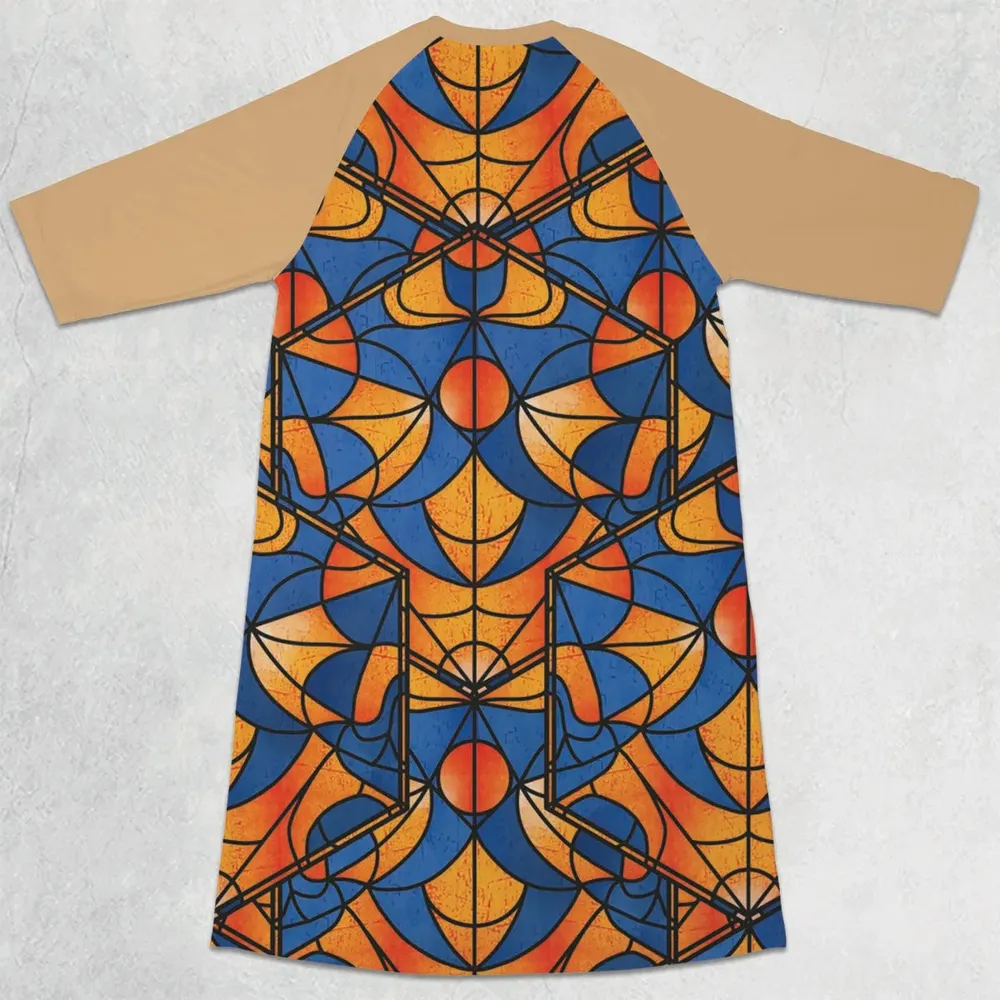 Stained Glass Star Trek 3/4 Sleeve Raglan Dress - 2