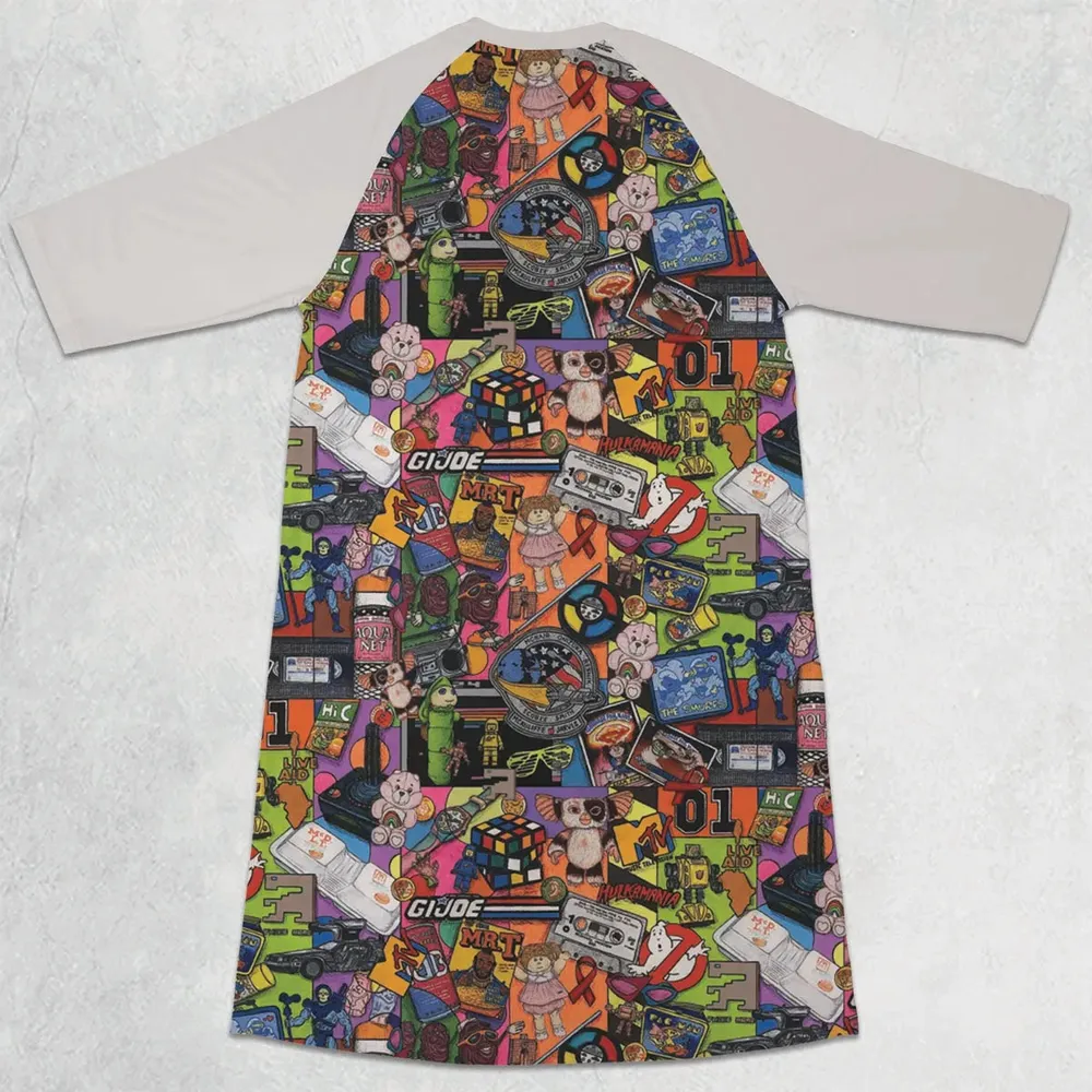 The 1980's. The Decade Of Greed 3/4 Sleeve Raglan Dress - 2