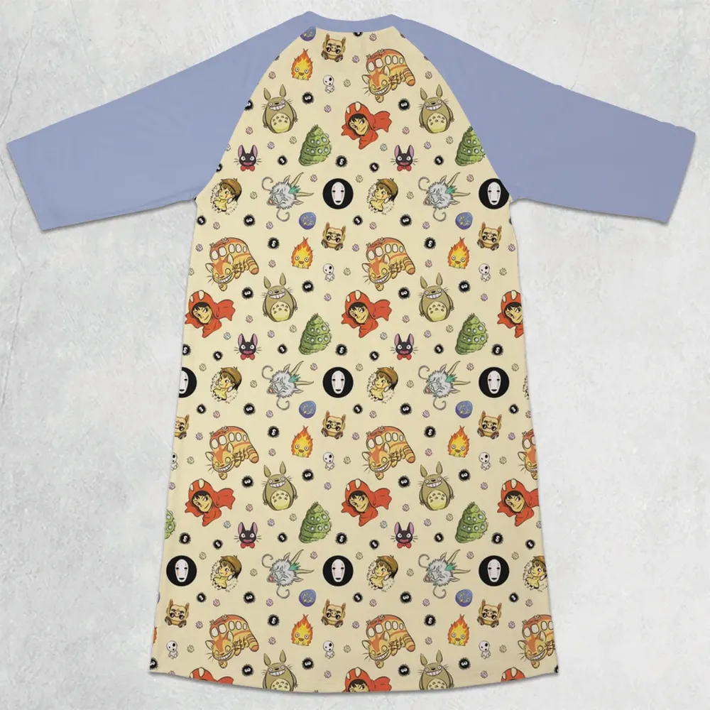 Ghiblipalooza Ghibli Themed 3/4 Sleeve Raglan Dress - 2