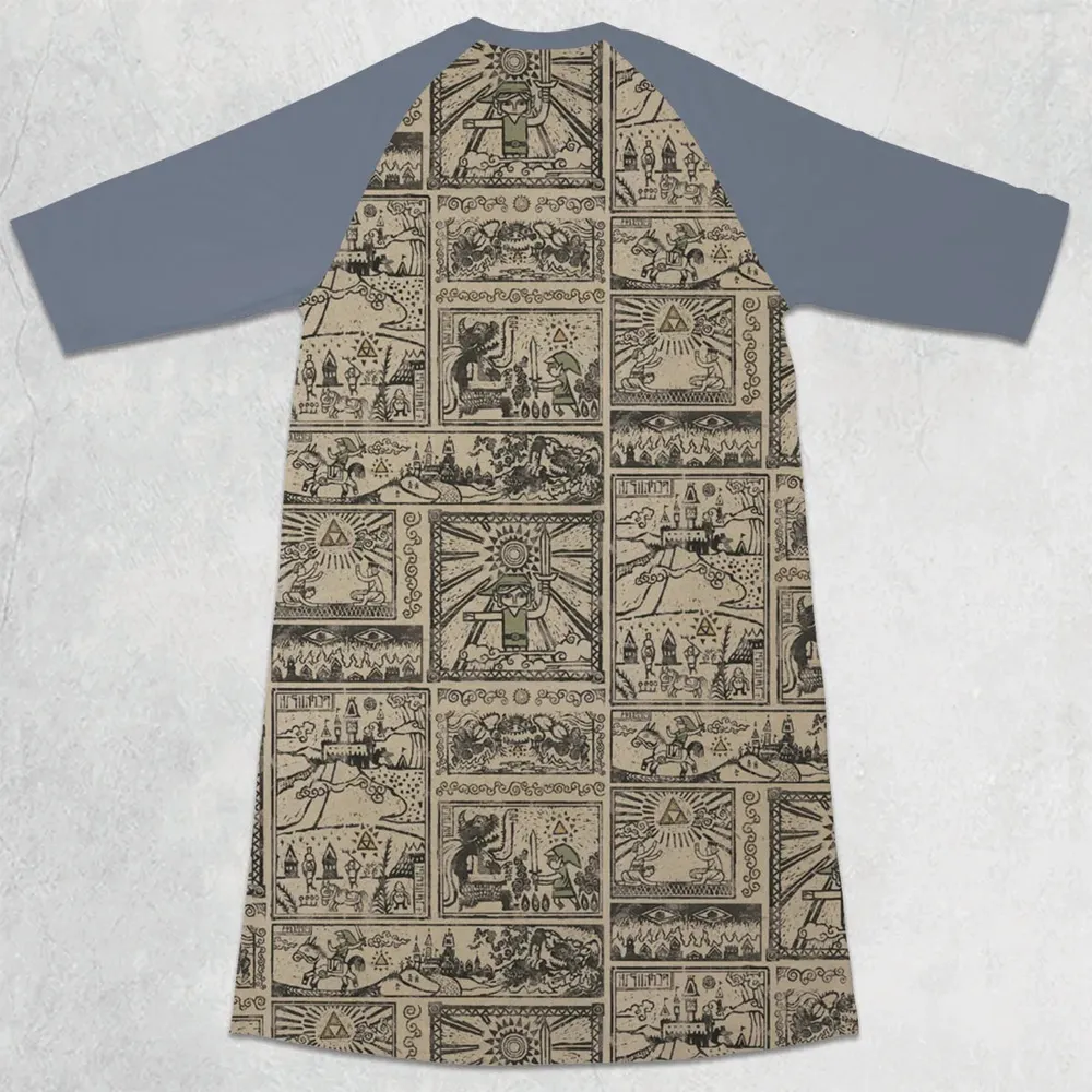 Zelda Story Of The Hero Time Legend 3/4 Sleeve Raglan Dress - 2