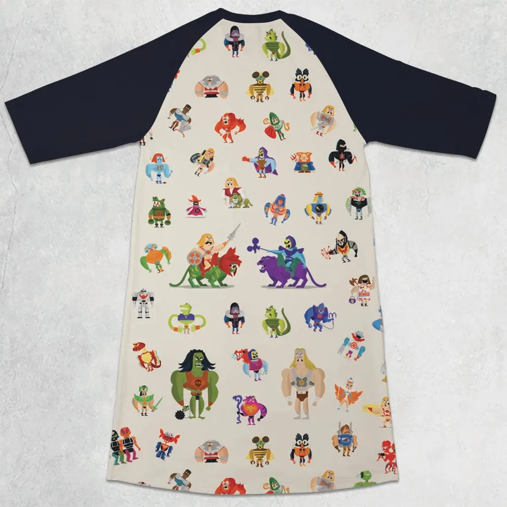 He-Man & Masters Of The Universe Characters Pattern 3/4 Sleeve Raglan Dress - 2