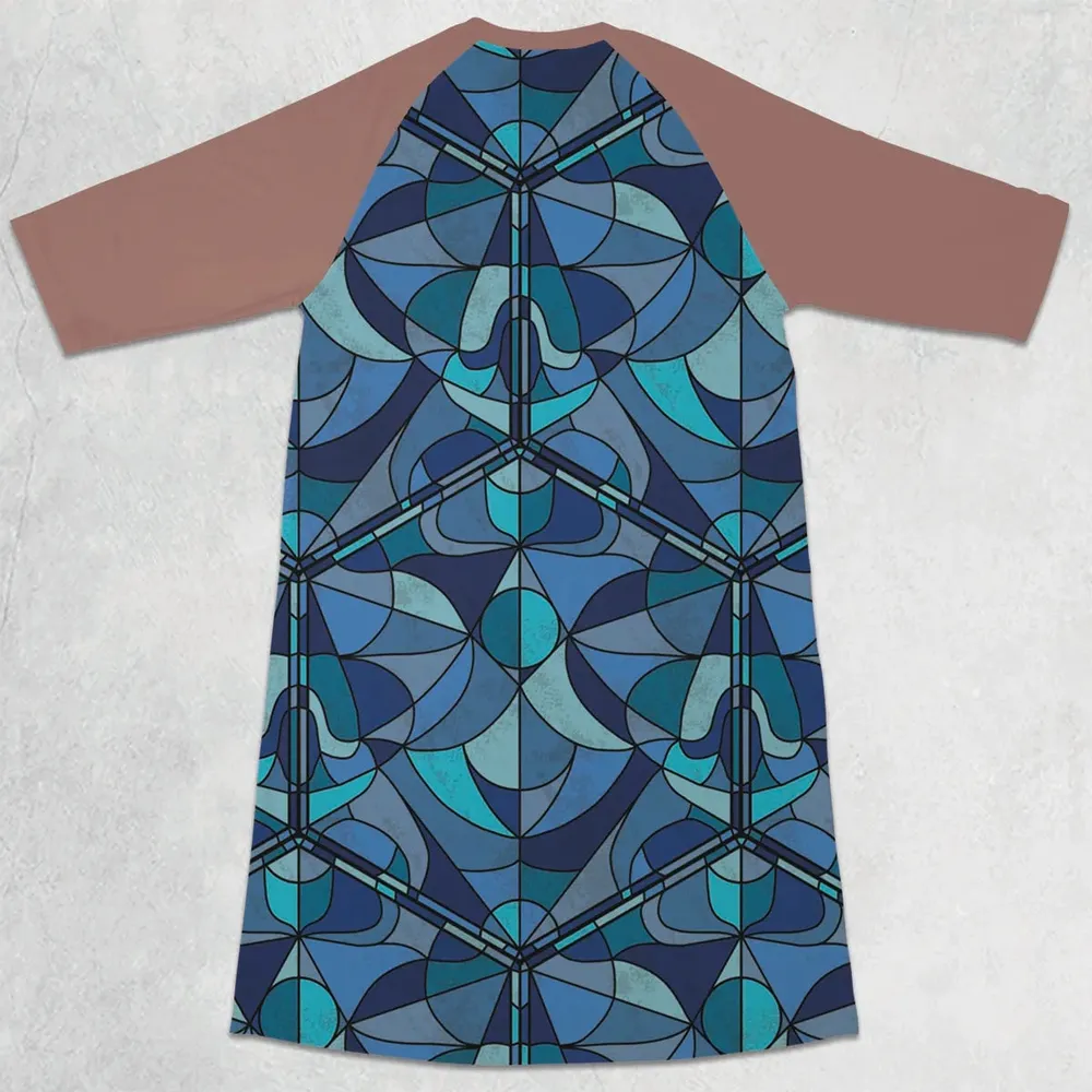 Stained Glass Monster RPG 3/4 Sleeve Raglan Dress - 2