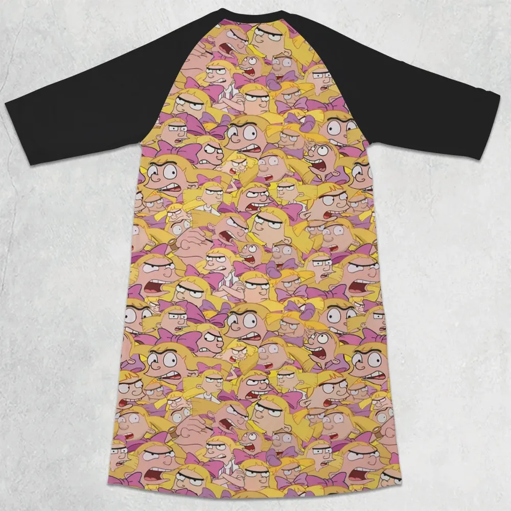 Helga G. Pataki Hey Arnold 3/4 Sleeve Raglan Dress - 2