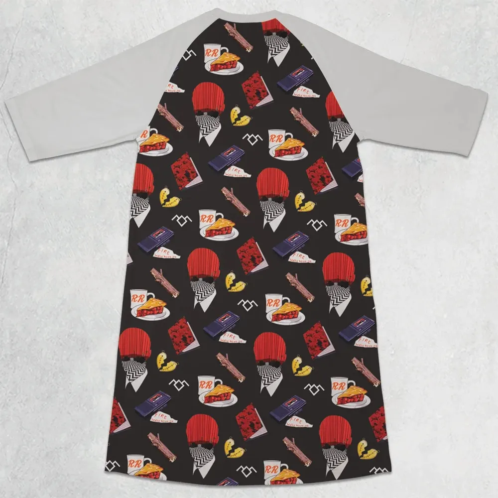 Twin Peaks Pattern 3/4 Sleeve Raglan Dress - 2