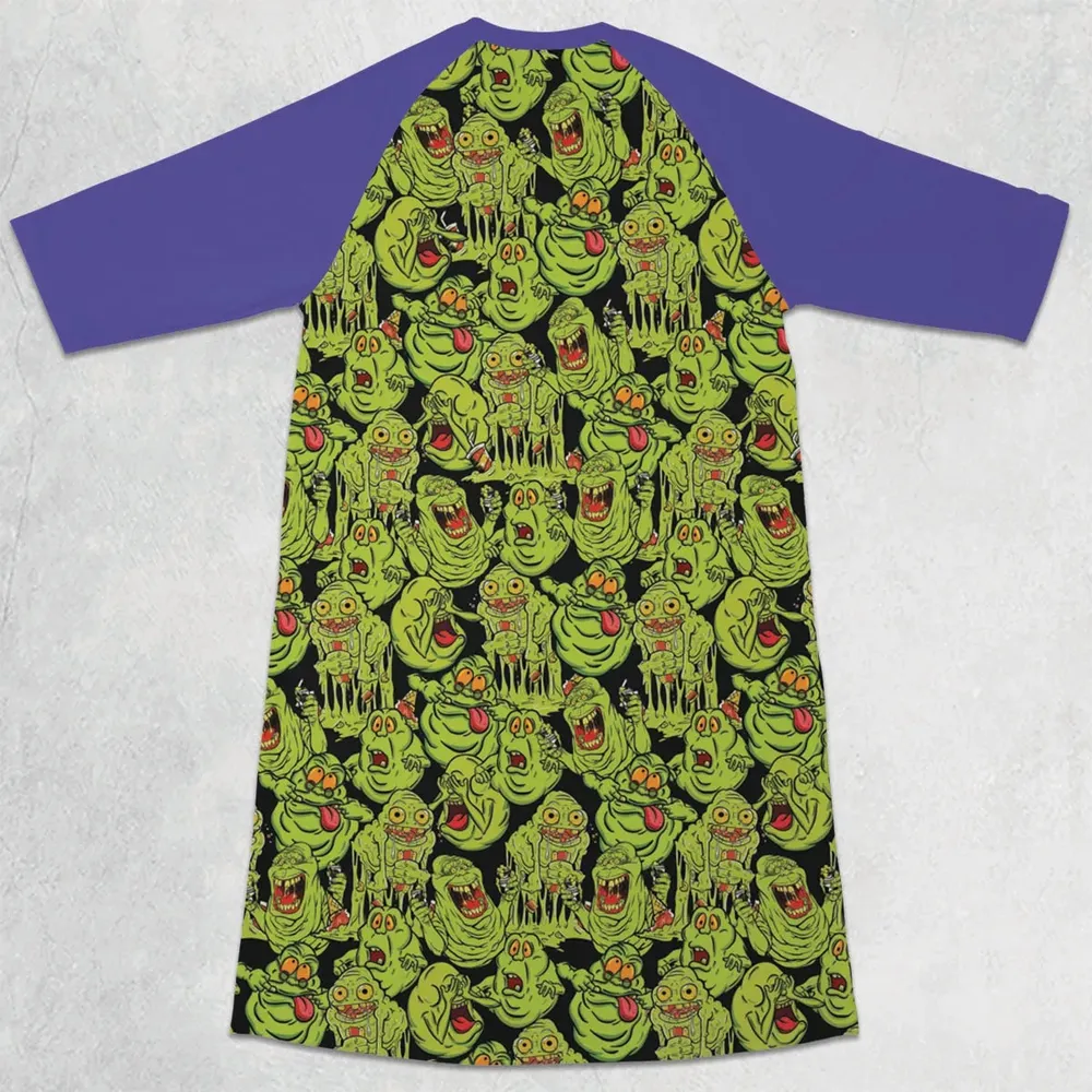 Funny Slimer Ghostbusters 3/4 Sleeve Raglan Dress - 2