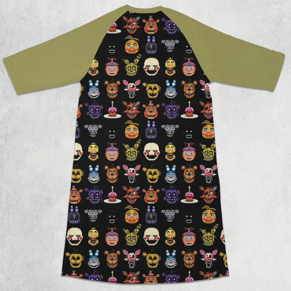 Five Nights At Freddys World 3/4 Sleeve Raglan Dress - 2