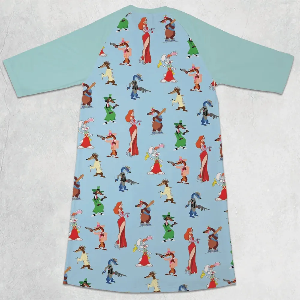 Roger Rabbit Jessica Rabbit The Weasels Who Framed Roger Rabbit 3/4 Sleeve Raglan Dress - 2