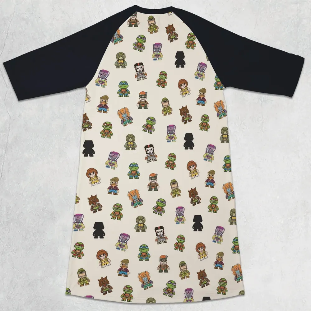 Teenage Mutant Ninja Turtles in Kidrobot style 3/4 Sleeve Raglan Dress - 2